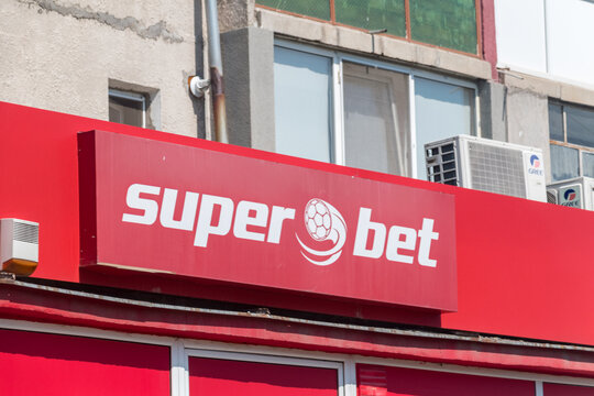 Timisoara, Romania - June 8, 2022: Logo and sign of Superbet bookmaker.
