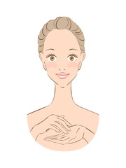 丁寧なスキンケアをする美しい女性
