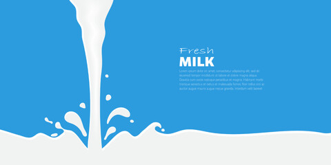 Pouring milk with splash abstract background vector illustration