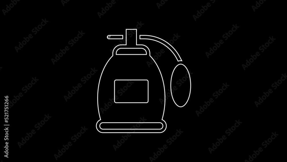 Canvas Prints white line perfume icon isolated on black background. 4k video motion graphic animation