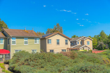 Fototapeta na wymiar Fenced neighborhood houses in Ladera Ranch in Southern California