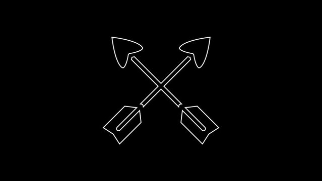 White line Crossed arrows icon isolated on black background. 4K Video motion graphic animation