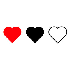 Collection of heart illustrations, love symbol icons set. Set of love illustrations with hearts vector