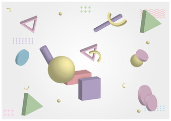 Realistic 3d shapes floating background