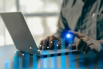 Financial Trade Manager Analyze Stock Market Indicators With Laptop For Investment Strategy The best financial data and charts