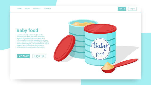 Baby Food Dry Milk Mixture In A Tin Can.Vector Illustration.