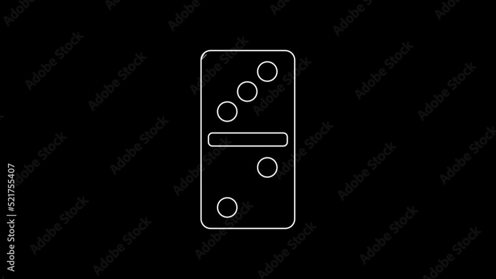 Sticker White line Domino icon isolated on black background. 4K Video motion graphic animation