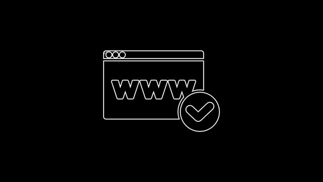 White line Website template icon isolated on black background. Internet communication protocol. 4K Video motion graphic animation