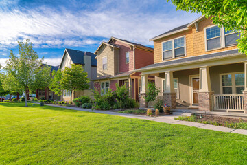 Quiet neighborhood with large houses at Daybreak, Utah