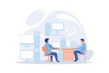 Computer Lab illustration. Advanced computer skills, information technology learning, university on demand laboratory, college tech classroom equipment abstract metaphor.