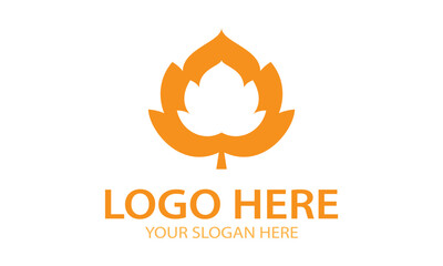 Orange Color Simple Autumn Leaf Logo Design