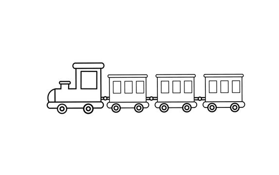 Black and white train vector illustration suitable for toddlers and children coloring page. Children drawing