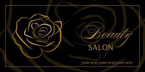 Rose silhouette isolated illustration on black background. Beautiful rose flower vector template design. Design for beauty salon and hairdresser.