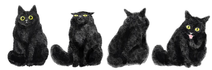 Four black cats