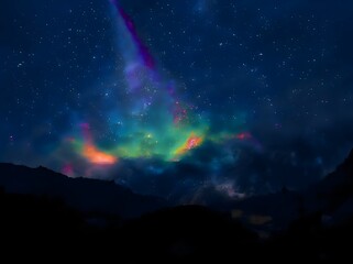 milky way galaxy and space dust in the universe, Night starry sky with stars
