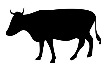 black silhouette of a cow's body standing on the side