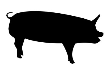 black silhouette of a pig's body standing on the side