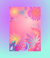 Trendy editable floral template for social networks stories, seasonal sales, party invitation, greetings. Vector background