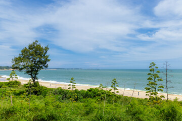 Beautiful sand beach with blue sky