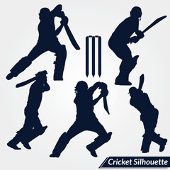 Cricket Vector Silhouette Design.