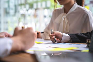Business team discussing meetings and briefing strategies. business strategies for profitable...