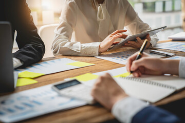 Financial teamwork with Marketing and Accounting Business professionals working together at office...