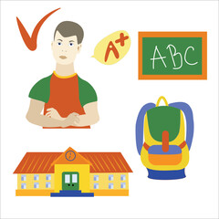 School supplies.Vector illustration isolated on white background.