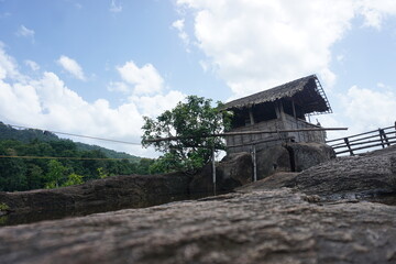 Famous hut in the center of Athirappilli river near the waterfall