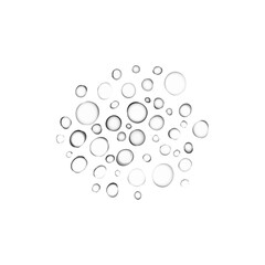 Whimsical, round bubbles, drops, painted circles, dots. Isolated png illustration, transparent background. Asset for overlay, texture, montage, collage, brush, shadow, pattern, grain, shape source.