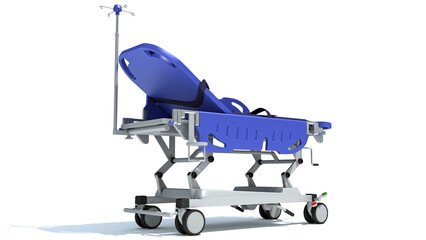 Emergency Stretcher Trolley 3D rendering on white background