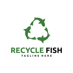Recycle fish logo design for ornamental fish logo or business company logo vector icon label emblem