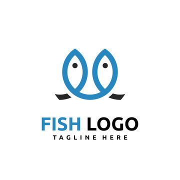 Twin fish logo design for fresh seafood or business company logo vector logo icon label emblem