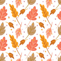 Seamless pattern with autumn leaves. Wrapping paper pattern. Thanksgiving Day.