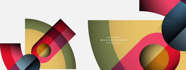 Geometric abstract background. Round shapes, circles, lines composition for wallpaper banner background or landing page