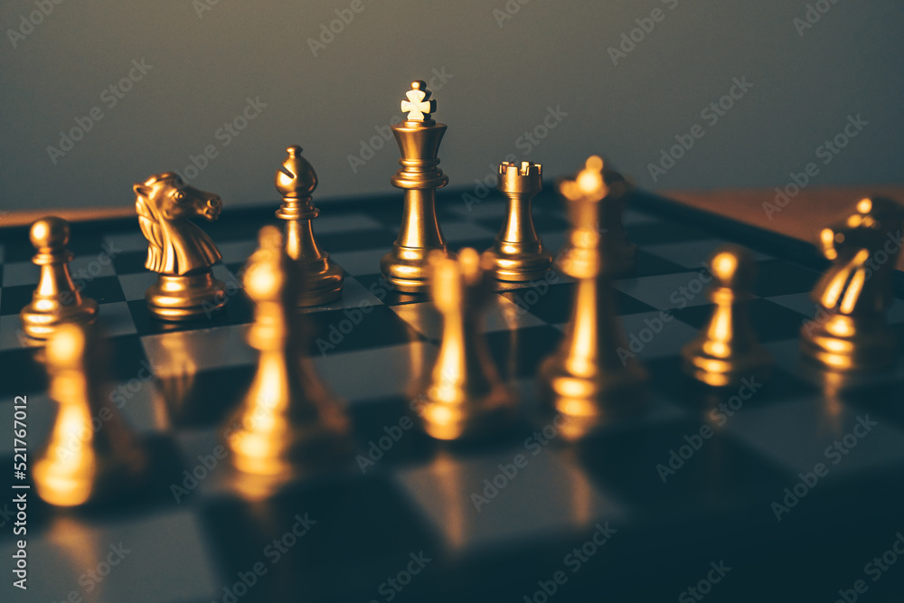 Poster chess board game to represent the business strategy with competition in the world market. and find o