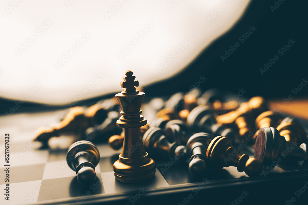 Poster chess board game to represent the business strategy with competition in the world market. and find o