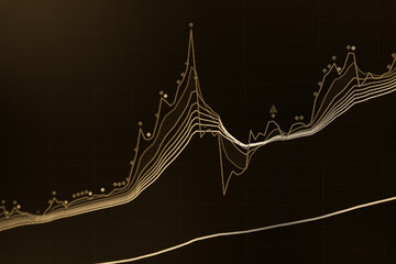 Stock market data on digital LED display. Fundamental and technical analysis with candle stick graph chart of stock market trading to represent about Bullish and Bearish point.	
