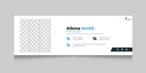 Professional corporate email signature template, email footer and personal social media cover design with simple layout