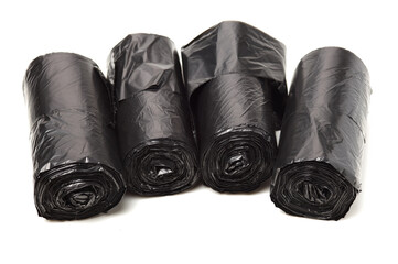 garbage bag close up in studio on white background