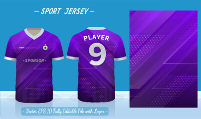 T-shirt sport design template. Abstract pattern v neck Football jersey concept with front and back view for Soccer, Cricket, Volleyball, Rugby, tennis, badminton uniform kit.