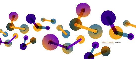 Line points connections geometric abstract background. Circles connected by lines. Trendy techno business template for wallpaper, banner, background or landing