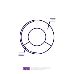 Pie Graph Outline Vector Icon