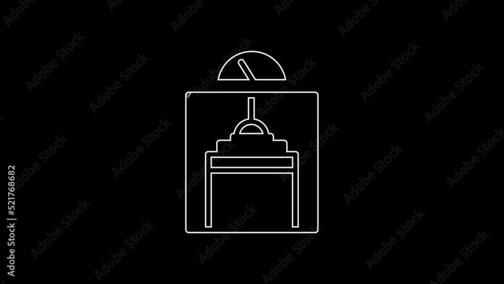 Sticker White line Lift icon isolated on black background. Elevator symbol. 4K Video motion graphic animation