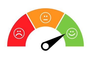 Customer satisfaction meter icon, graph rating measure business report vector illustration