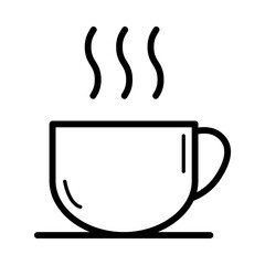 Coffee icon, breakfast drink cafe, cappuccino, hot simple isolated illustration, vector line