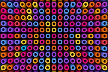 Colorful pipes top abstract background 3D render illustration