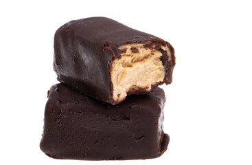 chocolate covered cheese isolated
