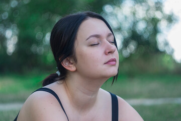 Close up retro portrait of a young Caucasian girl.