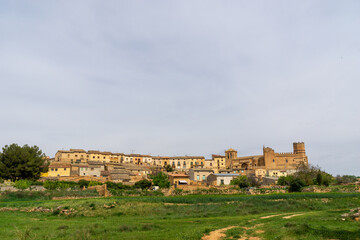 View of Monteagudo de las Vicarias with its 15th century castle. Soria, Spain.