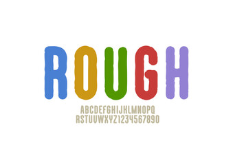 Grunge condensed font, rough texture colored alphabet